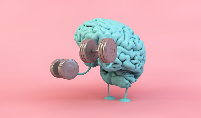 image of a brain liftign 2 weights