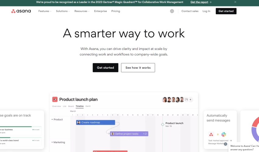 asana software homepage