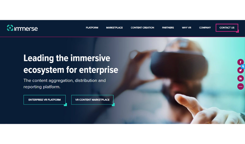 immerse io homepage