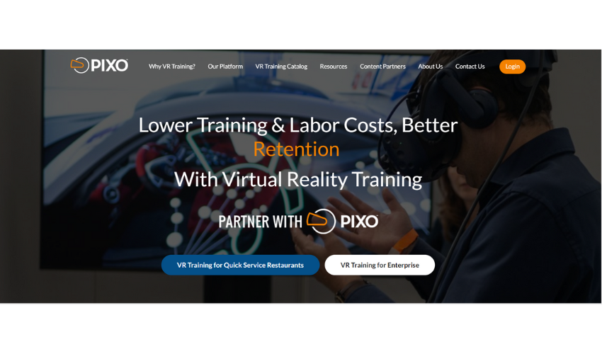 an image of PixoVR homepage.