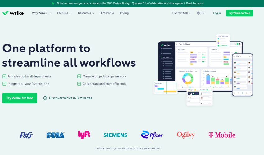 wrike software homepage